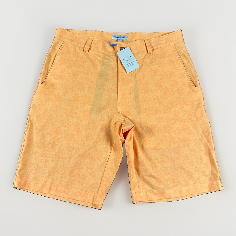 Peter Millar Shackleford Shorts Sugar Skulls 10" Shorts Mens 32 Agave Orange NEW